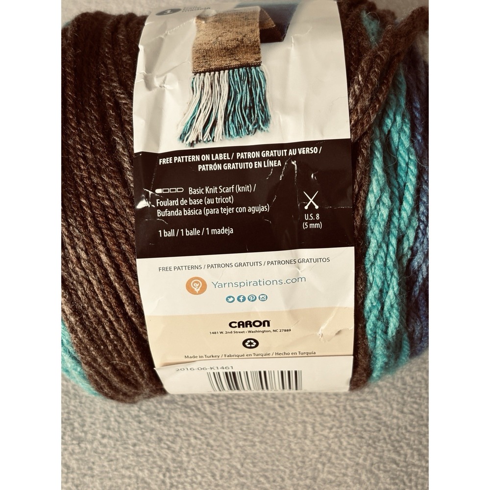 Caron Cakes Yarn Blue Yellow Brown Jelly Roll Self Striping Worsted - Picture 4 of 5